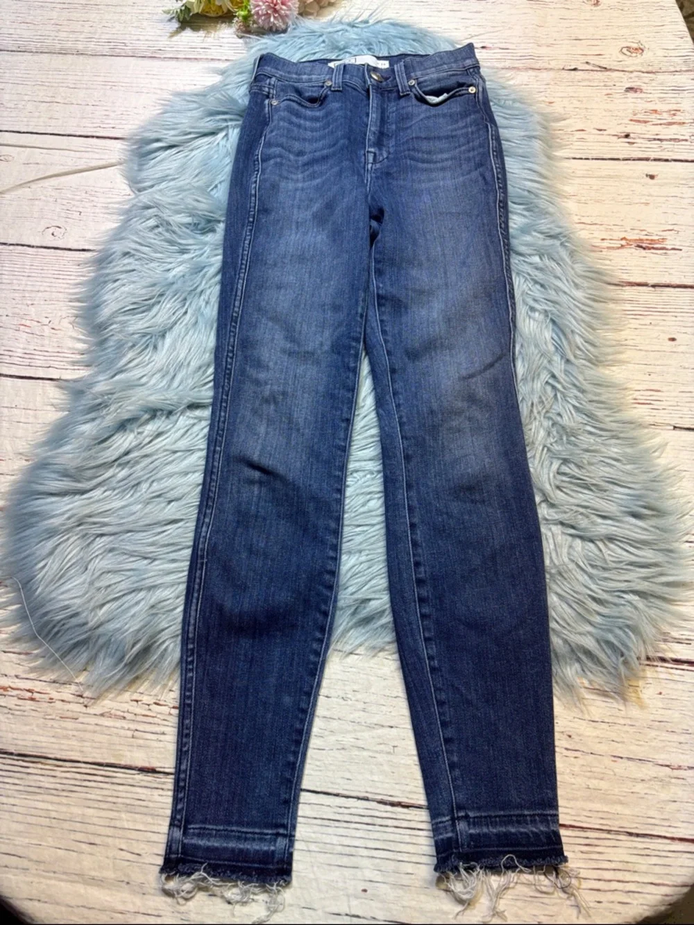 AYR Indigo High Rise Skinny Jeans with Frayed Hem Sz 24